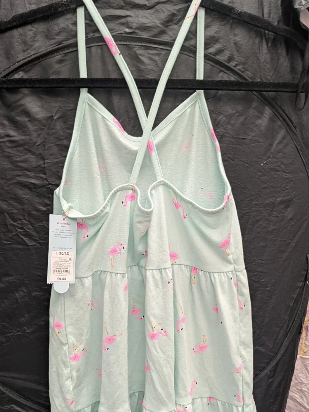 Girls Mint Green Flamingo Print Dress